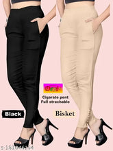 Cotton Lycra solid-colored Cigar Potli pants for girls and women, pack of 2 - perfect casual trousers for every day wear