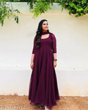 Georgette gown with crepe inner, intricate stitching & 2m dupatta (S-XXL), Indian-made