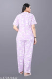 Printed polycotton designer nightsuit for regular wear, picnic, and tour, size M (38in bust, 24in top length, 28in waist, 38in bottom length). Made in India