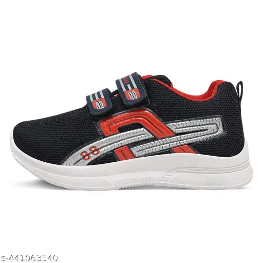 Lightweight mesh and PVC double velcro boys sneakers for casual outings, sports, or play - Indian-made with soft round toe and anti-skid EVA sole