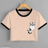 Peach cotton crop top with printed net pattern, ideal for women's summer wear