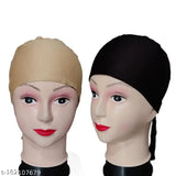 Solid cotton hijab cap set (pack of 2), perfect for under-hijab wear, Indian made