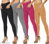 Black, grey, pink, beige cotton blend pocket jeggings pack, stand out with versatile styles