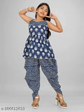 New Labdhi Fashion Cotton Kurti set with Dhoti and dupatta, perfect for summer party wear. Printed cotton kurti, dhoti pants, and matching dupatta
