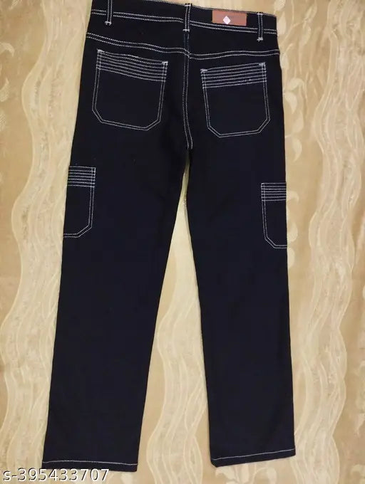 Black denim stylish liner jeans with dyed/washed pattern, available in sizes 28, 30, and 32 (waist 28in/30in/32in, length 39in, hip 30in/32in/34in). Made in India