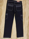 Black denim stylish liner jeans with dyed/washed pattern, available in sizes 28, 30, and 32 (waist 28in/30in/32in, length 39in, hip 30in/32in/34in). Made in India