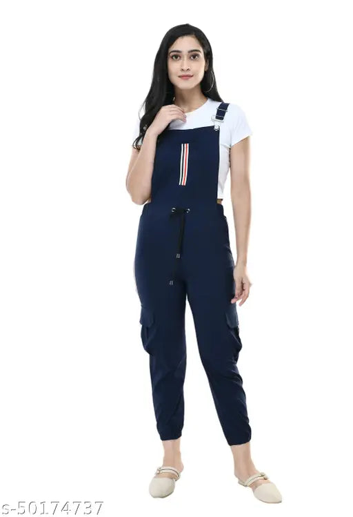 Striped navy cotton blend jumpsuit, sleeveless, trending women's fashion in sizes S-XL