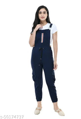Striped navy cotton blend jumpsuit, sleeveless, trending women's fashion in sizes S-XL