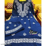 Printed rayon Chikankari Kurta with Palazzo set, three-quarter sleeves, Indian ethnic wear on model