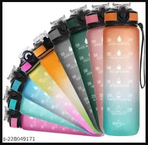 Blue Fuchsia motivational time-marker water bottle, leakproof and durable BPA-free sipper for office or gym