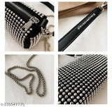 ShineStone PU mini cross body bag, embellished net design, 2 compartments, secure closure