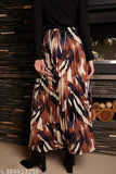 Printed pleated maxi skirt in polyester, casual fit for women, Indian origin