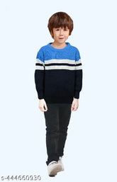 Striped wool blend casual sweater for boys, premium quality, colorblocked design, long sleeves, India origin