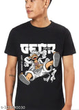 Men's black cotton blend Naruto Luffy anime printed t-shirt, stylish and comfortable, India origin
