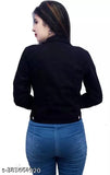 Denim black jacket for girls, solid kid black jacket for 12-16 years old, India-made long sleeve denim jacket on hanger