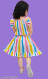 Striped cotton dress set for kids, three-quarter sleeves, 0-2 years, Indian handloom baby clothing