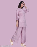 Cotton printed short kurti set with high-waisted palazzos, free size, ethnic wear for women
