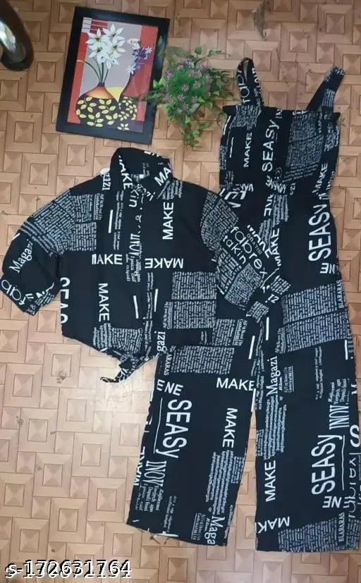 Crepe printed net Women's sleeveless jumpsuit set (S-L), Indian origin