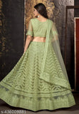 Banarasi lehenga with embroidery, free size up to 2XL. Net fabric with unstitched blouse and dupatta