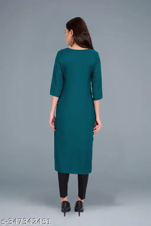 Printed straight-cut poly crepe women's kurti combo pack (6) - Multicolor, suitable for festive, office, wedding, casual, party wear, daily wear. Made in India