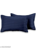 Glace cotton striped fitted double bedsheet & pillow covers (78x72), superfine quality for home or hotel, ideal for summer, made in India