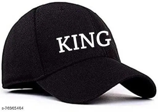 Solid cotton baseball cap, "King Cap" logo on front, made in India