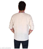 Cotton Mens 7 Chakra Nepali Kurta, single-pocket design with long sleeves, comfortable for everyday wear (S: Chest 42in/Length 26in, M: Chest 44in/Length 27in, L: Chest 48in/Length 28in, XL: Chest 50in/Length 30in) - Indian Heritage Product from India