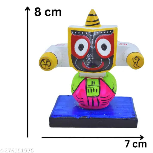 Exquisite ceramic Lord Jagannath dashboard ornament, 7cm x 8cm x 5cm, Indian God idol for car decoration