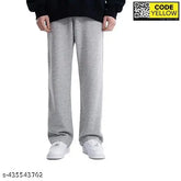 Grey Cotton Blend Rich Fit Track Pants - Men & Women, premium quality athletic wear with elastic waistband & side pockets