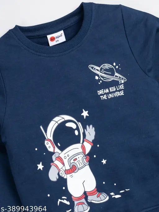 Pure cotton kids sweatshirt, long sleeves, printed net design. Soft, breathable, and stylish for gifting." (90 characters)