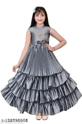 Disney Princess Grey Stylish Full-Length Party Dress for Girls. Embellished net, poly silk fabric, 4-5 years to 15-1 sizes available. Inspired by beloved Disney princesses, perfect for special occasions