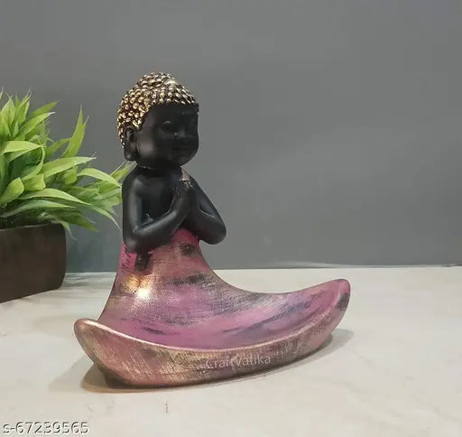 Tealight candle holder stand, resin monk Buddha statue decorative item, weather-resistant Zen-inspired indoor/outdoor home decor