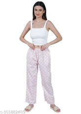 Assorted printed cotton maxi length pyjama track pants for women & girls - stylish, casual, and comfortable