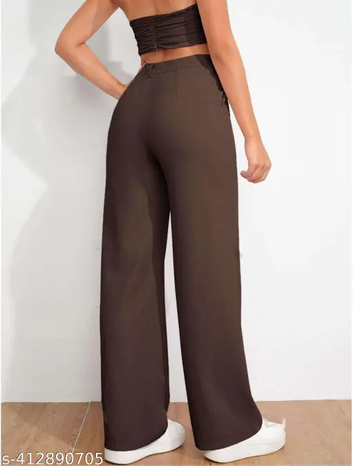 Black nylon net casual trousers for women, set of 2 (size 28, 30, 32) - perfect for stylish looks