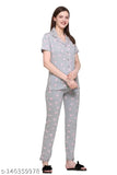 Cotton print night suit set, comfortable LUBOV women's pyjamas in relaxed fit, Indian-made sleepwear for home or vacation