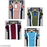 Round neck nylon 3Patti t-shirt pack of 4, colorblocked and short sleeves for casual men's wardrobe (S, M, L, XL)