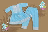 Rayon Nayrn frock pant set in solid color, full embroidery for 1-2 year old girl from India
