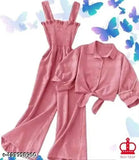 Trendy stylish crepe jumpsuit, solid net pattern, XS, India-made fashion wear