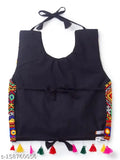 Green Banjara India Kutchi EmbroideGreen Girls Chaniya Choli, cotton lehenga and dupatta with matching colors and intricate embroidery details for festive outfits (size: 6-12 months)