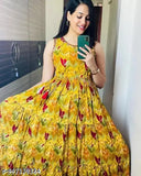 Women's cotton Jaipuri printed floral sleeveless gown cum kurti, vibrant Indian fashion for S, M, L, XL, XXL sizes