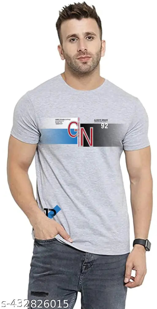 Blue cotton printed half sleeve men's t-shirt combo (S, M, L, XL, XXL), Indian-made apparel for casual wear