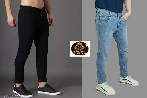 Men's solid denim Davy Jones jeans pack of 2 (sizes 28, 30, 32, 34), Indian denim apparel