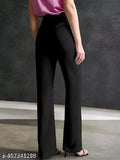 Black cotton lycra women's Plazo trouser for party wear and activewear, comfortable BellBottom fit