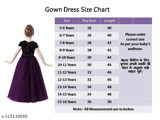 Stylish net sequin full length gown dress, embroidered with short sleeves. Net and velvet fabric in Indian ethnic style for girls aged 5-16 years