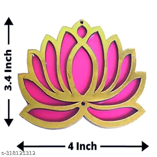 Handcrafted Pink & Golden Lotus DIY Rangoli Kit (12 pcs, 4" x 3.4"), handmade pinewood with vinyl pasting, versatile for Diwali, Ganesh Chaturthi, festivals, and home decor