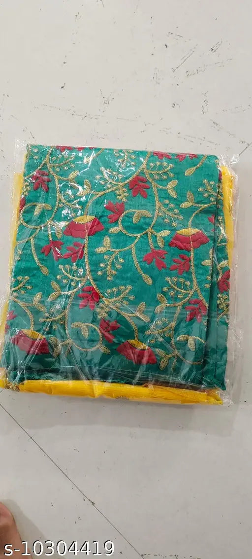 Yellow green NO DUPPTTA Lehenga, traditional Indian ethnic wear with embroidered net choli and banglory satin topwear, free size, latest design for parties or daily wear