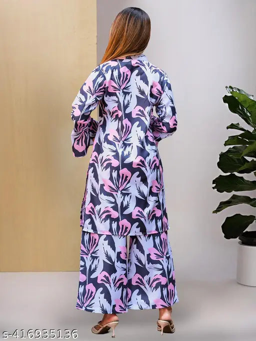 Beautiful printed polycotton cord set (top & bottom) for women, long-sleeved, size S-XXL. Indian women's fashion for parties, picnics, vacations