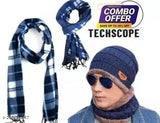 Cotton cap with face cover & muffler combo pack, fur-patterned cold-weather accessory from India