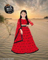 Polka dot net embroidered Lehenga Choli by Femisha Creation, suitable for 3-15 years old girls, Indian traditional party wear