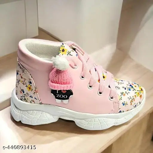 Synthetic leather, printed pink casual shoes for kids. Soft, breathable, and cushioned for comfort and support. Ideal for Anyday wear